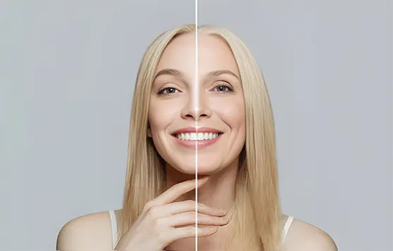 10 نصائح لـ تجديد خلايا البشرة: فواكه وخضروات (مضادات أكسدة) وماء كأمثلة على العناية الداخلية.